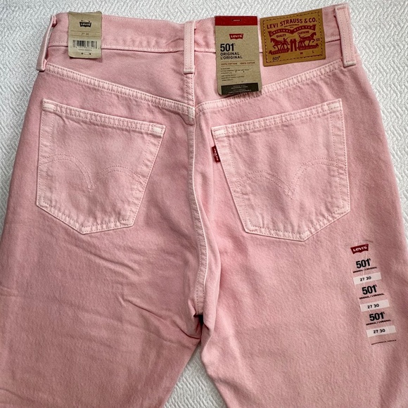 NWT Levi's 501 Original Fit High Rise Straight Jeans Pale Pink Women's W27 L30 - Picture 8 of 12